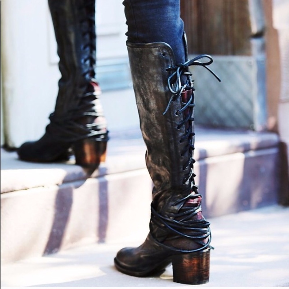 Freebird coal leather boots size 7
